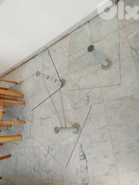 طاولة صالون  قزاز و كروم sitting room table glass and chrom 1