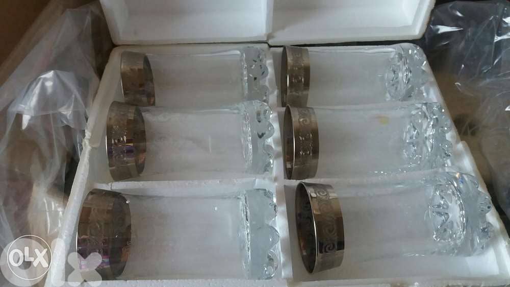 Verres en cristal avec contour en argent 3