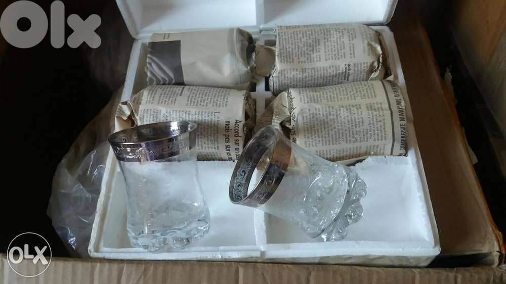 Verres en cristal avec contour en argent 4