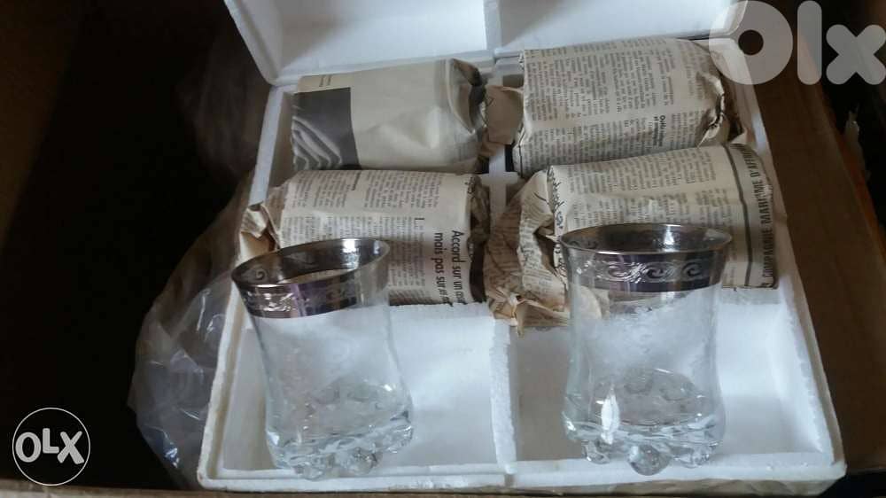 Verres en cristal avec contour en argent 5