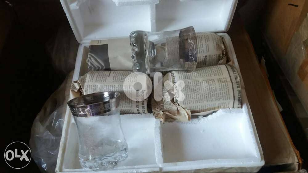 Verres en cristal avec contour en argent 6