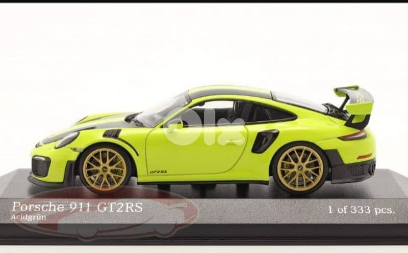 Porsche GT2-RS 2018( Weissach) Acid Green diecast car model 1;43. 1