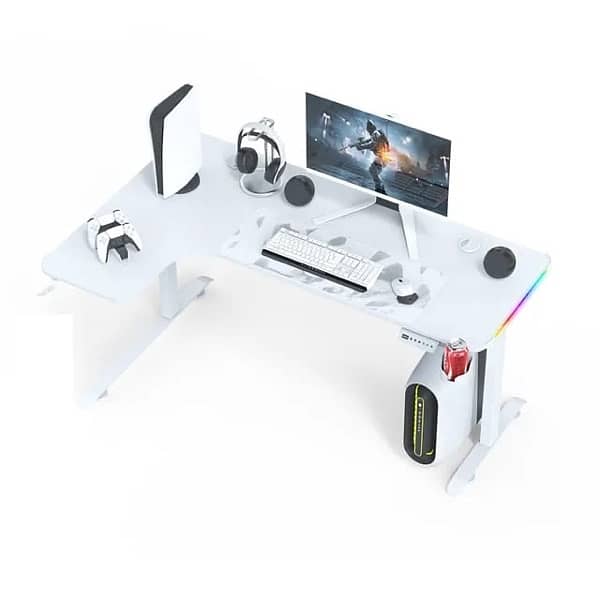 L shaped corner Gaming Desk 160cm black / white 0