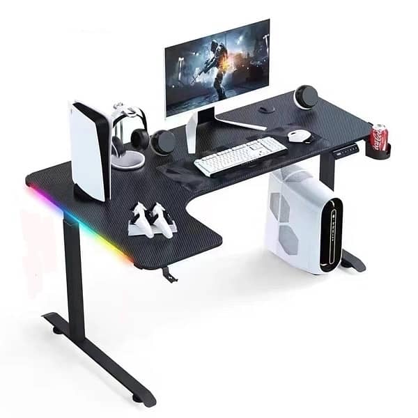 L shaped corner Gaming Desk 160cm black / white 1