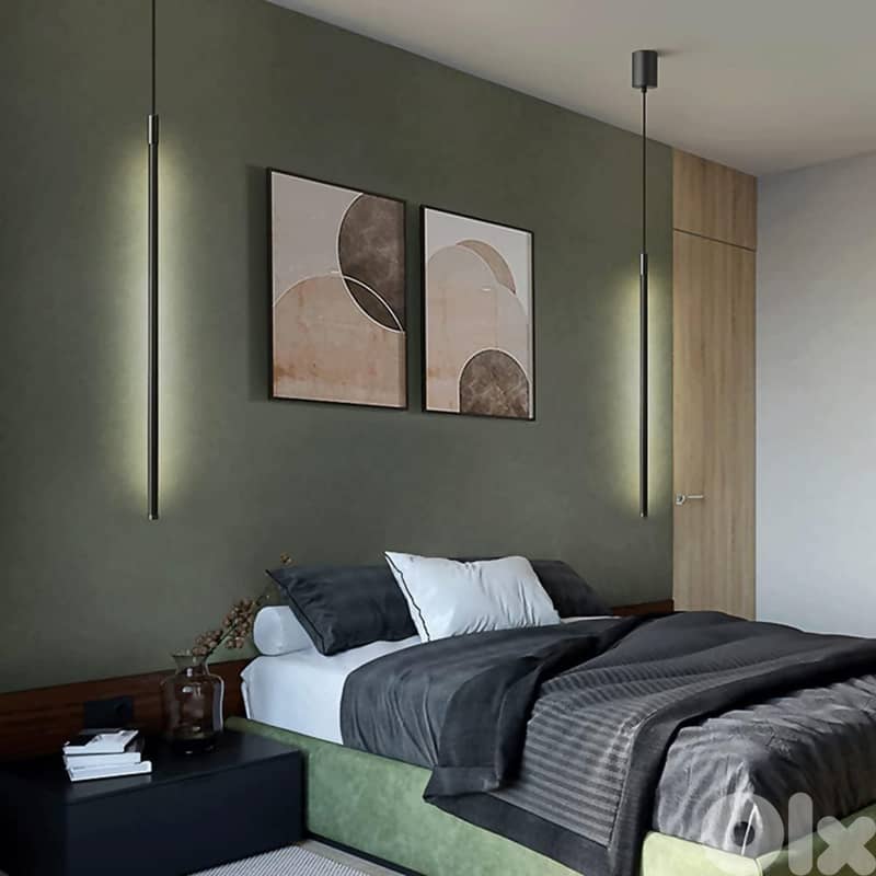 Slim Pendant Light - Minimalist 3-Color LED Hanging Lamp, 60cm 1