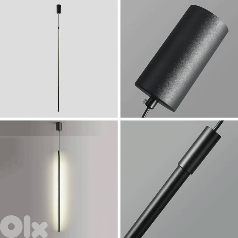 Slim Pendant Light - Minimalist 3-Color LED Hanging Lamp, 60cm 4