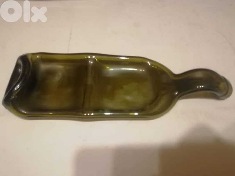 Decorative squeezed glass bottle ashtray 0
