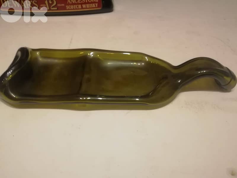 Decorative squeezed glass bottle ashtray 2