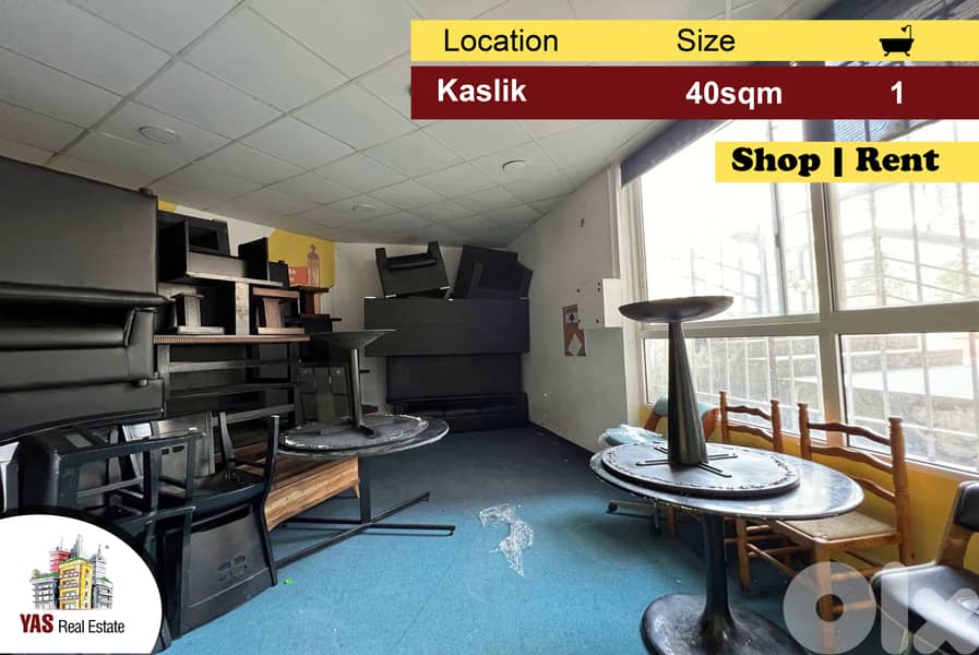 Kaslik 40m2 | Shop For Rent | New | Active Street | EH | 0