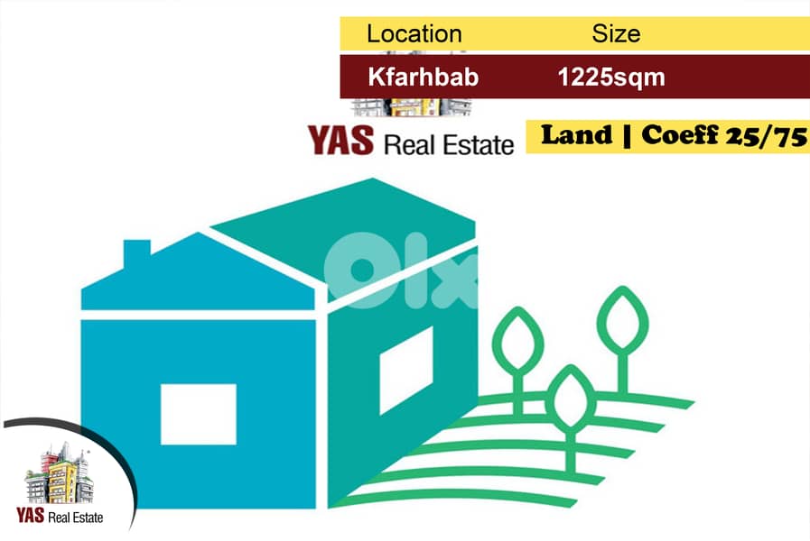 Kfarhbab 1225m2 | Land | 25/75 | Panoramic View | Zone Vert | WA | 0