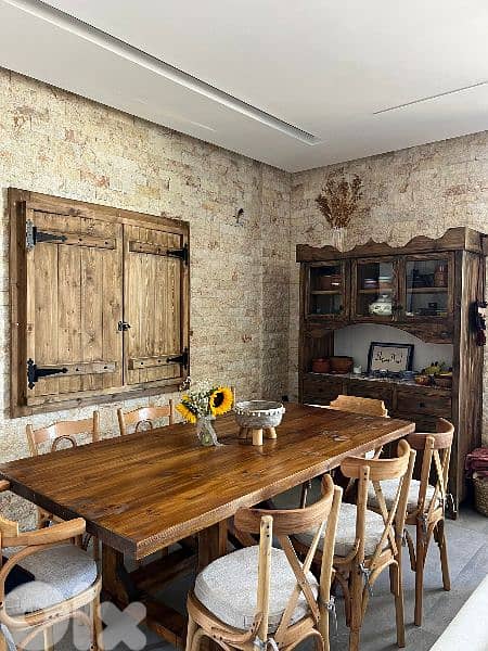 full dining room massive wood old sltyle غرفة سفرة كاملة 0