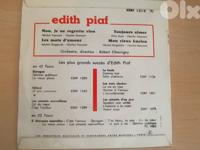 Edith Piaff  45t 7" vg cond 400k LL 1