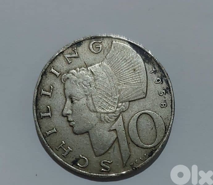 Austrian Ten Shilling silver coin year 1958 weight 7.5 gram 0