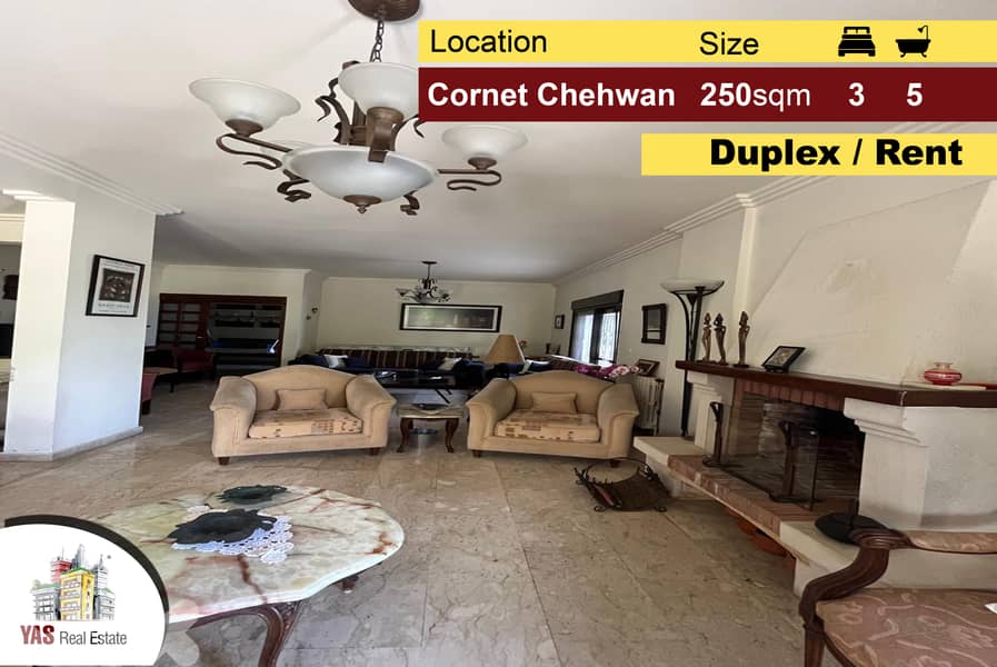 Cornet Chehwan 250m2 Duplex | 300m2 Garden / Terrace | Rent | MO | 0