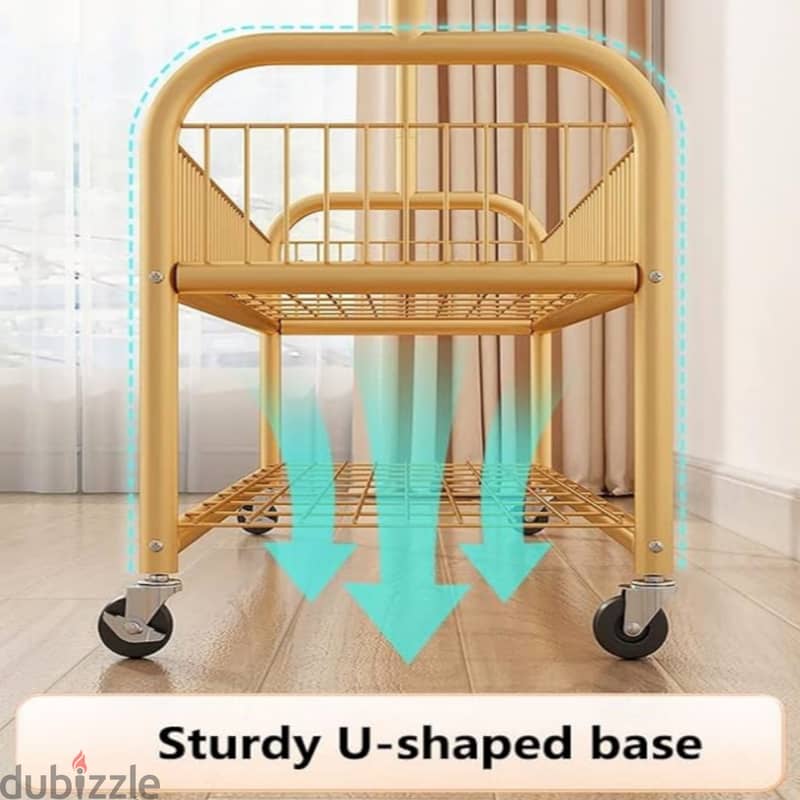 Golden Clothes Rack with Shoe Storage, Shelves & Side Hooks 5