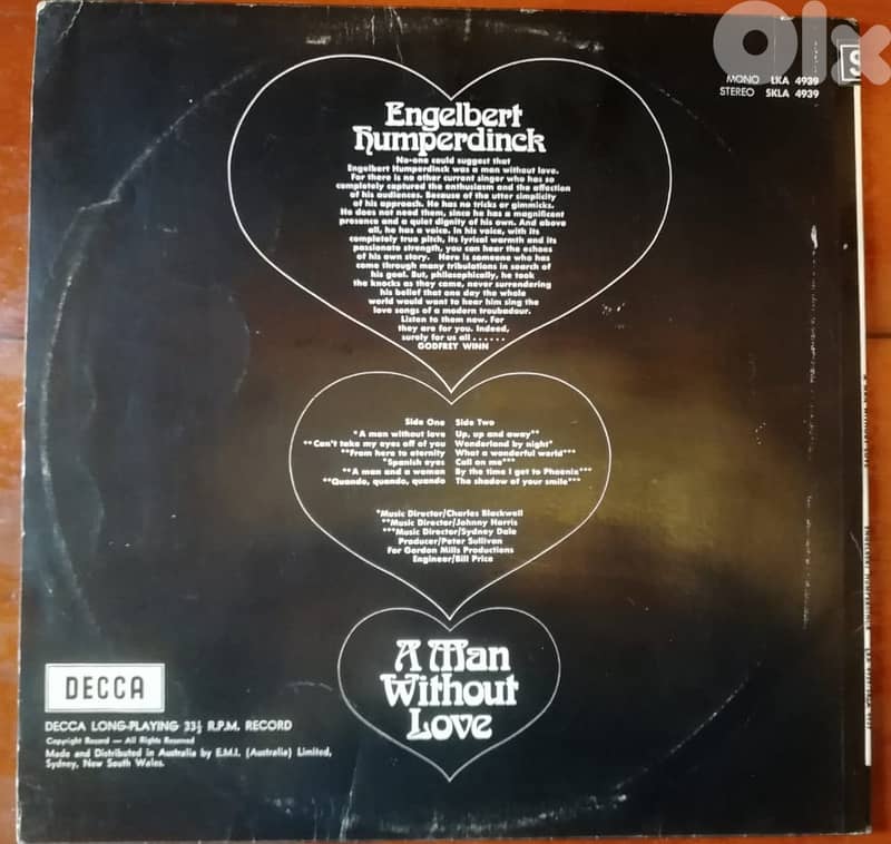 Engelbert Humperdinck " A man without love " vinyl 1