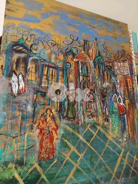 رسم  زيتي  على القماش يدويه 0