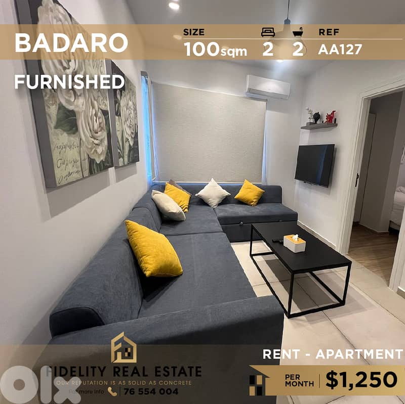 Apartment for rent in Badaro furnished AA127 شقة مفروشة في بدارو 0