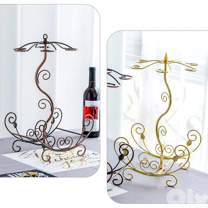 Golden Vine Wine Rack, 2 Bottles & 6 Glasses Display Holder 5