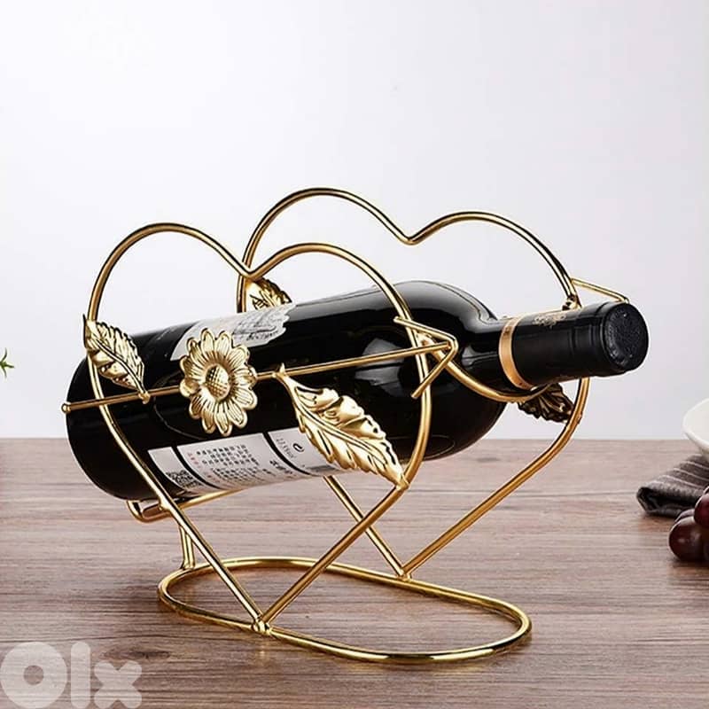 Cupid Wine Rack, Golden Heart-Shaped Wine Bottle Holder 0