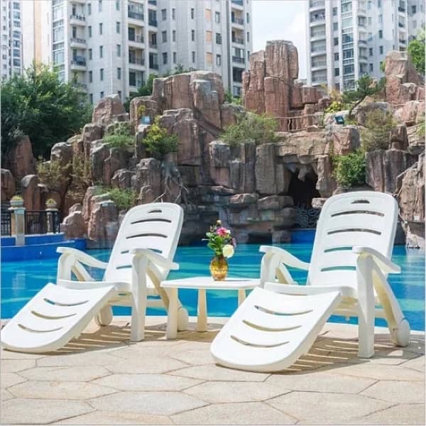 2 plastic arm chair + 1 plastic and fabric chair 1