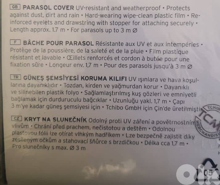 BRAND NEW Parasol cover waterproof UV resistant 3