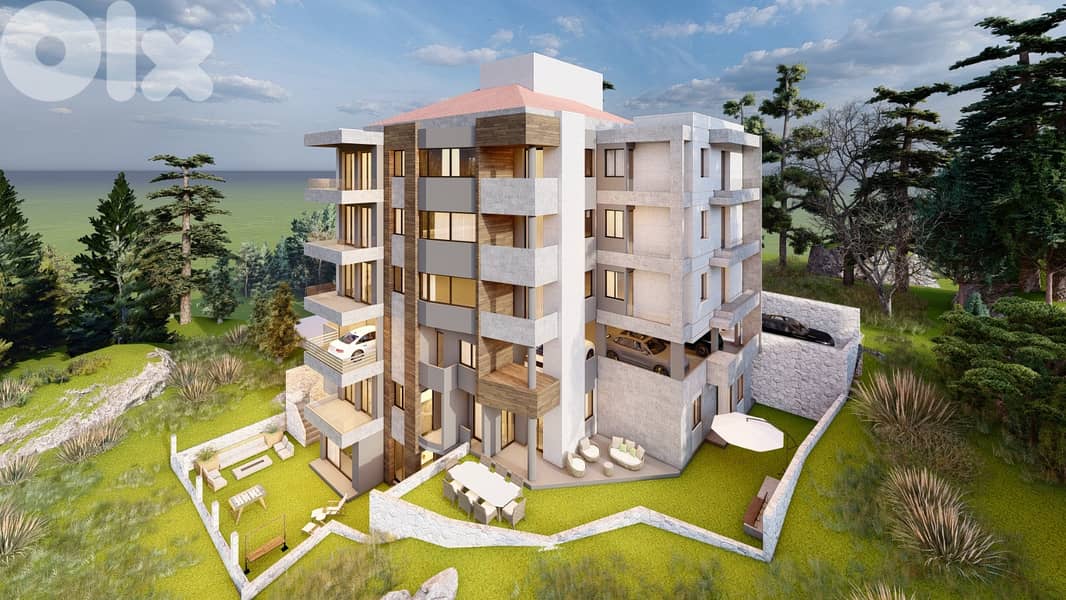 PAYMENT FACILITIES IN BROUMANA WITH GARDEN SEA VIEW 3 BEDS  ,(BR-289) 0