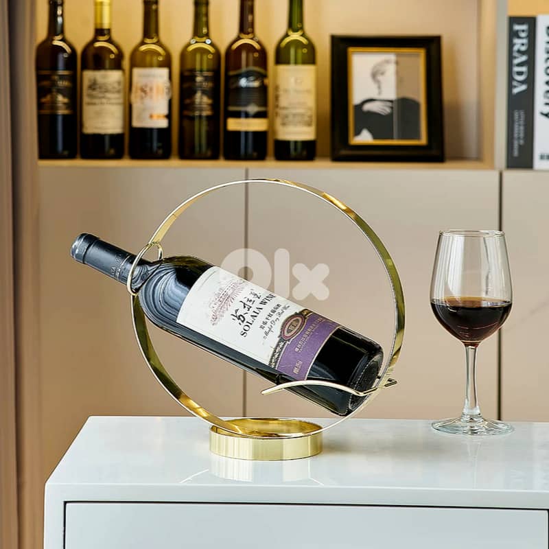 Round Wine Bottle Holder – Minimalist Gold Rack for Wine Lovers 0