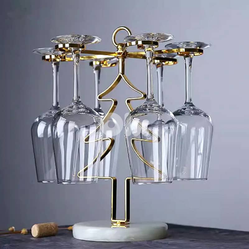Christmas Tree Glass Holder, Golden Wine Rack for 6 Glasses 0