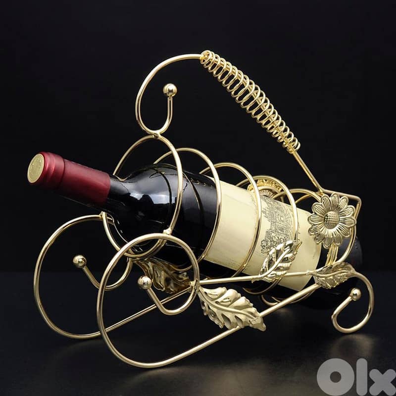 Floral Wine Bottle Holder, Vintage Style, Gold or Bronze Finish 1