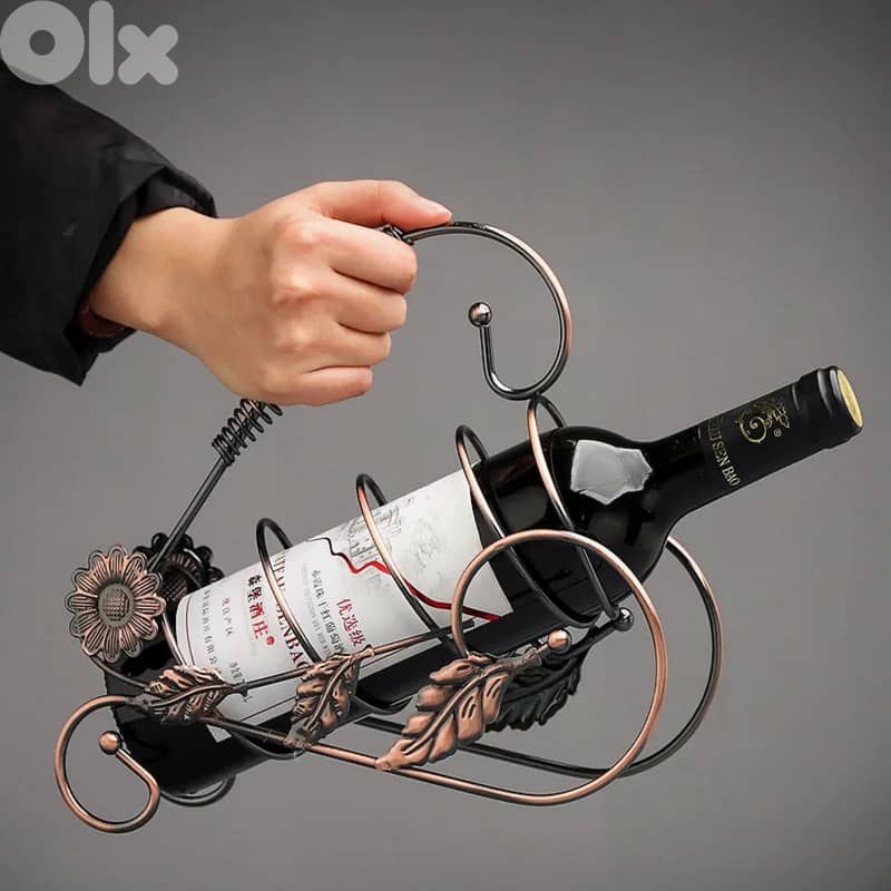 Floral Wine Bottle Holder, Vintage Style, Gold or Bronze Finish 2