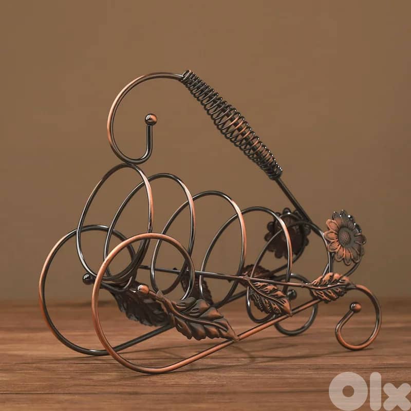 Floral Wine Bottle Holder, Vintage Style, Gold or Bronze Finish 3