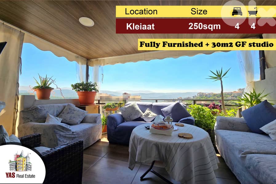 Kleiaat 250m2 | 30m2 Studio | Furnished | Decorated | View | DA | 0