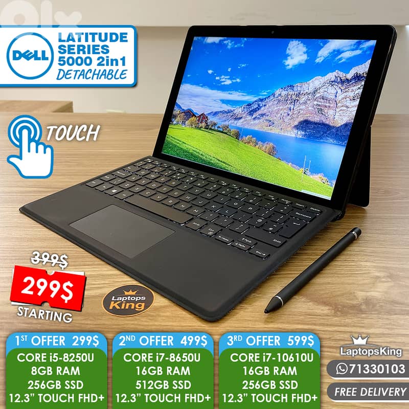 DELL LATITUDE 5000 SERIES 2in1 DETACHABLE 12.3" TOUCH LAPTOPS 0