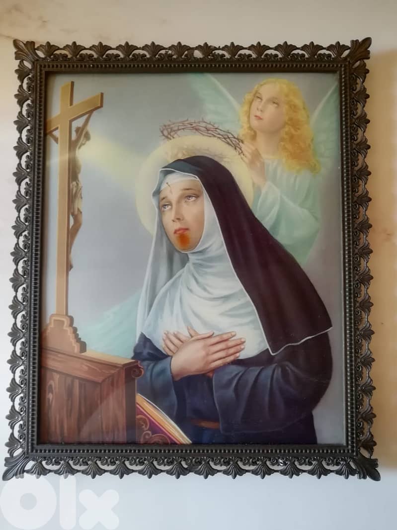 St. Rita vintage backlit photo plus metallic frame 28*33cm 0