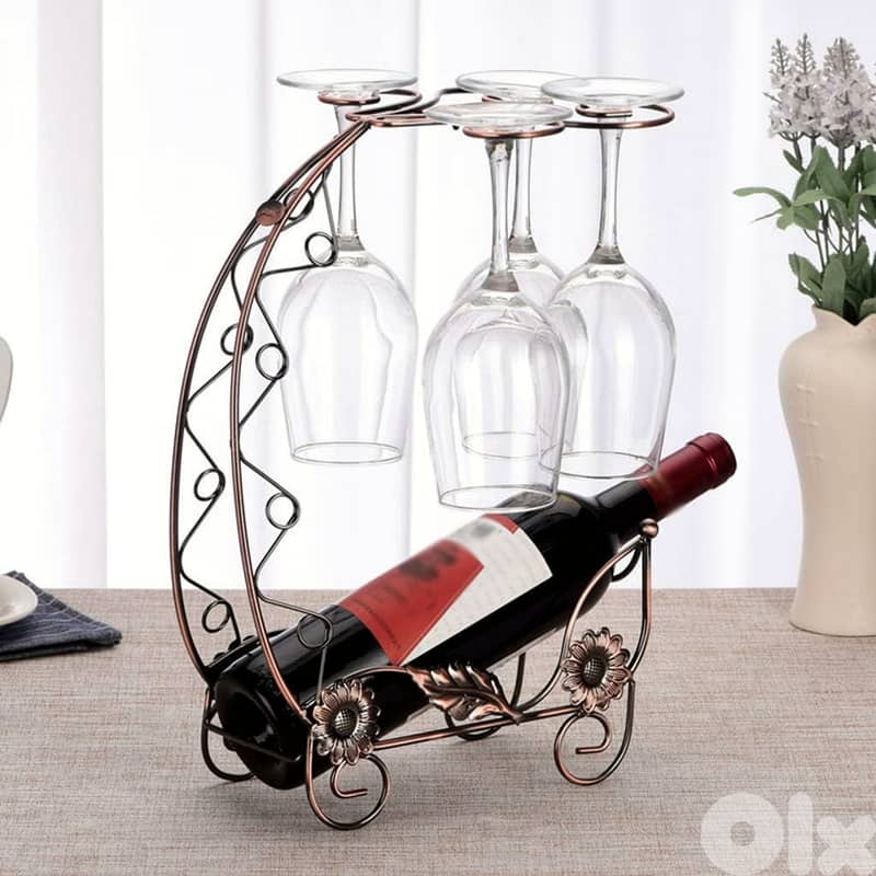 Dragon Boat Wine Rack – Gold Wine Bottle Holder, Floral Accents 6