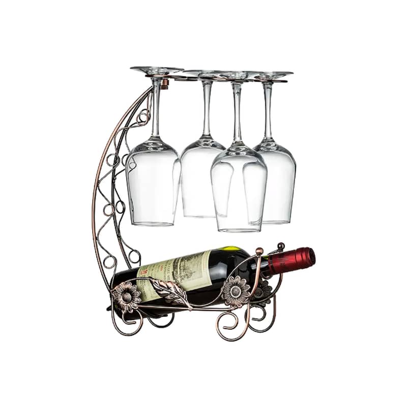 Dragon Boat Wine Rack – Gold Wine Bottle Holder, Floral Accents 8