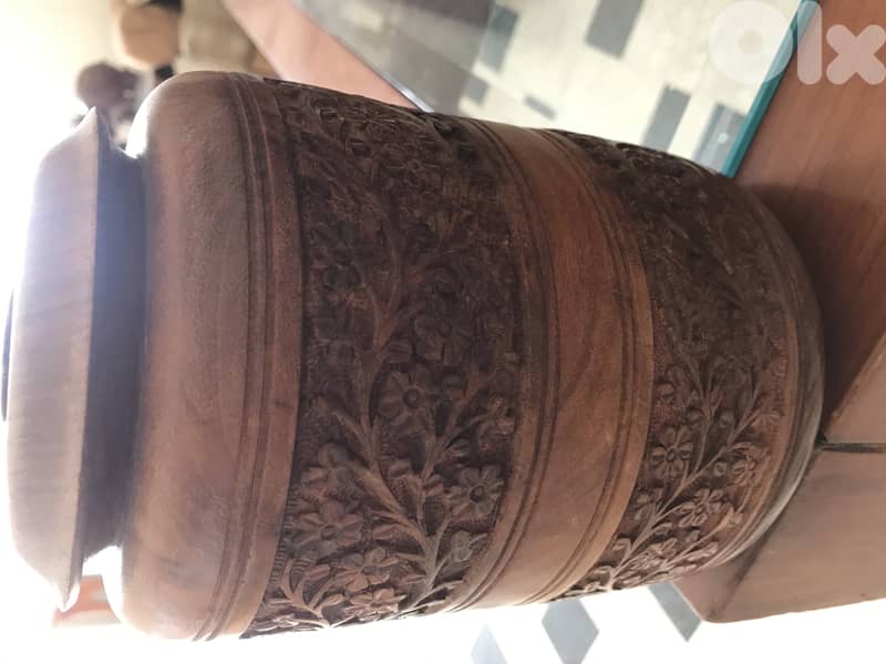 Sugar/coffee pot deep hand crafted wooden 0