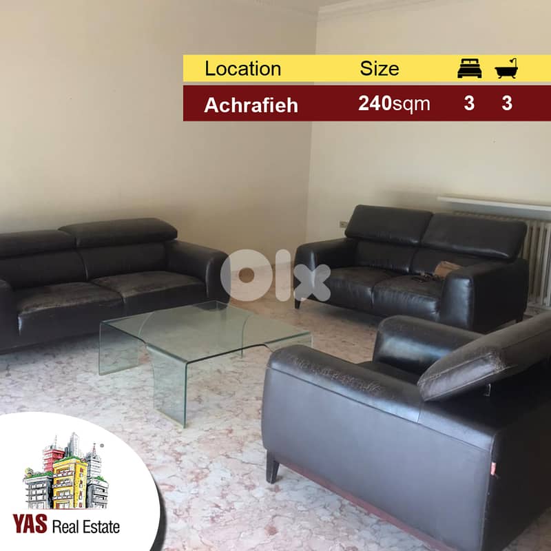 Achrafieh 240m2 | Rent | Spacious Flat | Prime Area | MO | 0