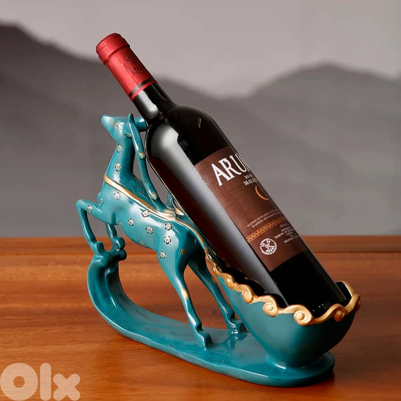 Graceful Deer Wine Rack – Elegant Floral Resin Bottle Holder 0