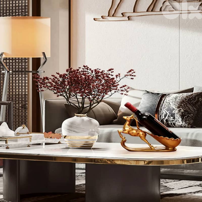 Graceful Deer Wine Rack – Elegant Floral Resin Bottle Holder 7