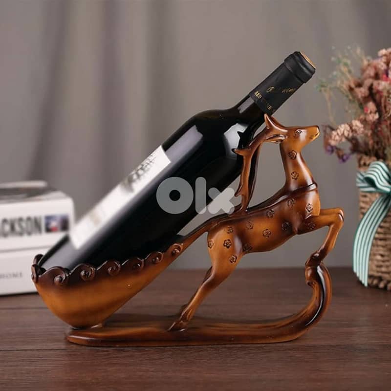 Graceful Deer Wine Rack – Elegant Floral Resin Bottle Holder 9