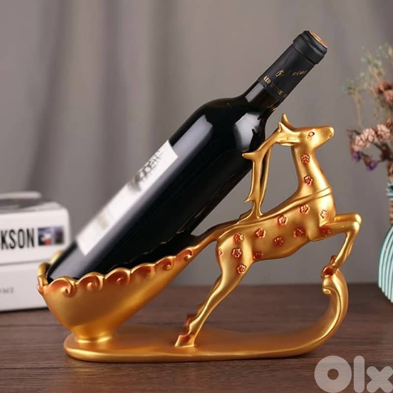 Graceful Deer Wine Rack – Elegant Floral Resin Bottle Holder 10
