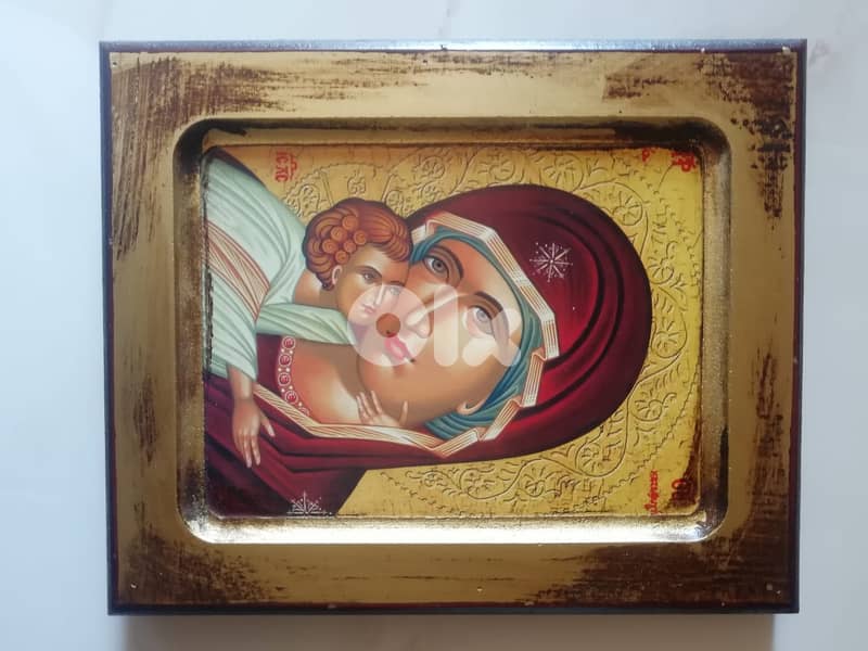 Jesus & Mary Orthodox Byzantine icon  made in Greece 24*20cm 0