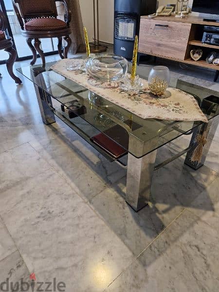 living room glass table italian chrome high quality 0