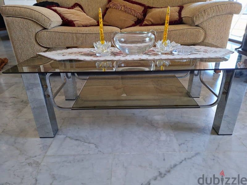 living room glass table italian chrome high quality 1