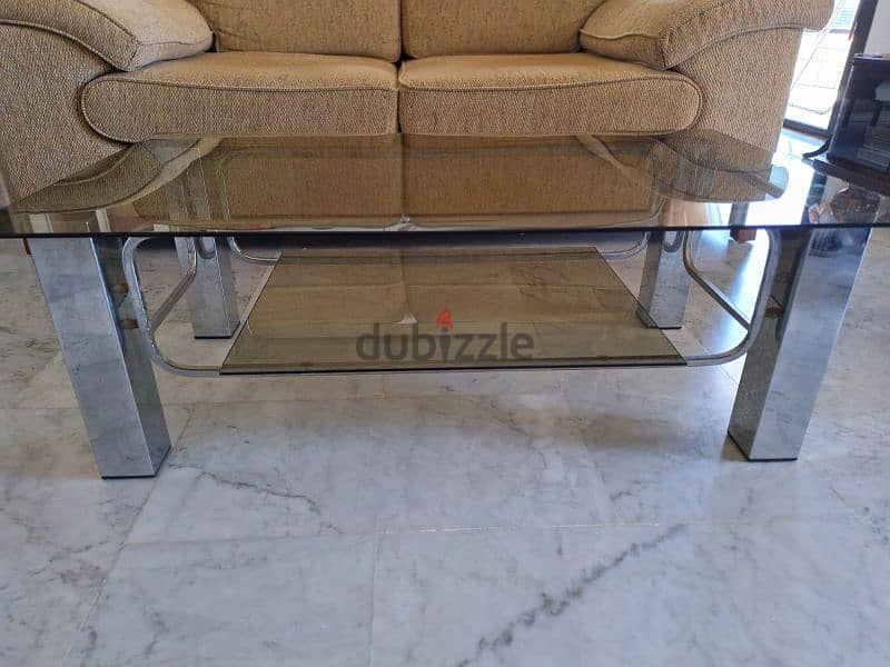 living room glass table italian chrome high quality 3