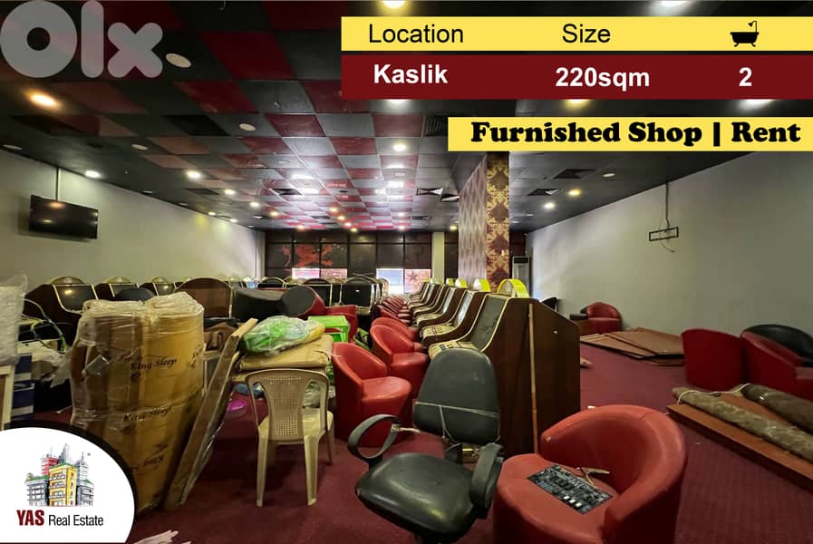 Kaslik 220m2 |Furnished Shop | Panoramic View | Perfect Investment |EH 0