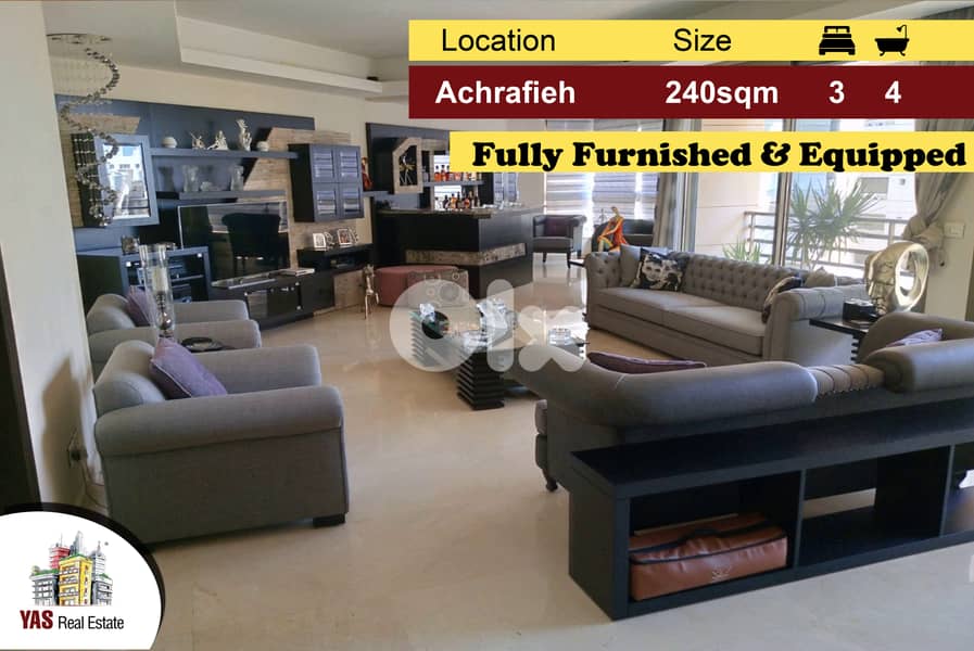 Achrafieh/Sodeco 240m2 | Furnished & Equipped | City View | PA | 0