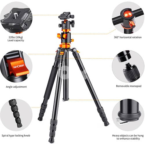 K&F Concept SA254T2 Lightweight Aluminum Compact Tripod 3